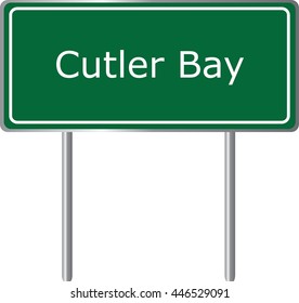 Cutler Bay , Florida, road sign green vector illustration, road table, USA city