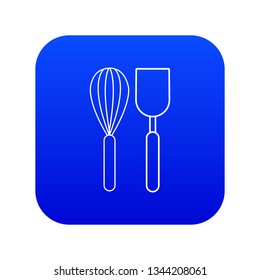 Cutlery bake icon blue vector isolated on white background