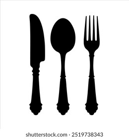 Cutlery preto silhueta vetor ilustração no fundo branco
