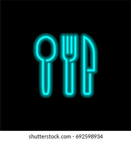 Cutlery blue glowing neon ui ux icon. Glowing sign logo vector