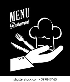 cutlery and chefs hat design, vector illustration