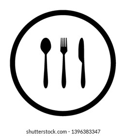 Cutlery and circle on white