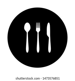 Cutlery and circle on white