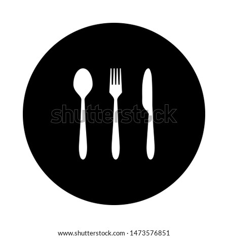 Cutlery and circle on white