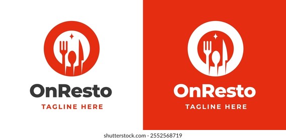 Talheres em forma de círculo ícone logotipo Inspiração. Colher, garfo e vidro em forma de círculo logotipo para restaurante, restauração, café e marca de serviço de alimentos. Ilustração do logotipo do vetor do restaurante do alfabeto.