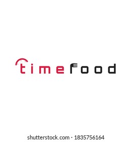 cutlery and clock logo template, digital restaurant logo template, timer logo inspiration