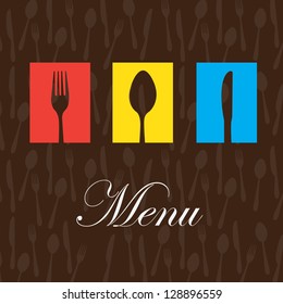 Cutlery colors over brown background vector illustration