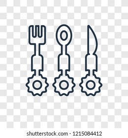 Cutlery concept vector linear icon isolated on transparent background, Cutlery concept transparency concept in outline style