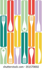 Cutlery and cooking icons vector seamless pattern background