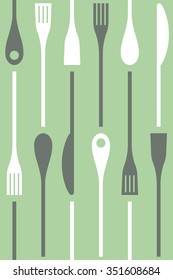 Cutlery and cooking icons vector seamless pattern background