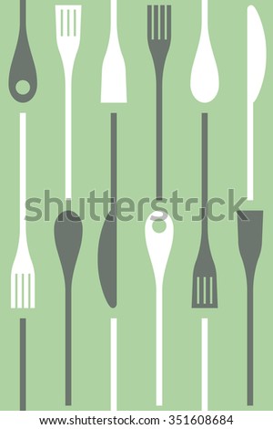 Cutlery and cooking icons vector seamless pattern background