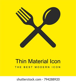 Cutlery cross couple of fork and spoon bright yellow material minimal icon or logo design