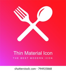 Cutlery Cross Couple Of Fork And Spoon Red And Pink Gradient Material White Icon Minimal Design