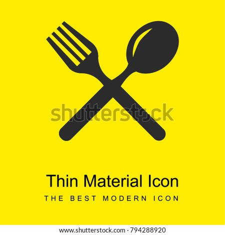Cutlery cross couple of fork and spoon bright yellow material minimal icon or logo design