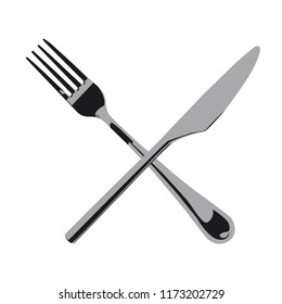 Cutlery Crossed Fork Knife Vector Illustration Stock Vector (Royalty ...