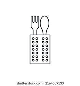 Cutlery cup simple line vector icon.