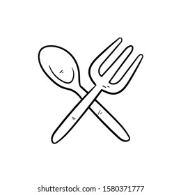 cutlery doodle icon vector hand drawing 