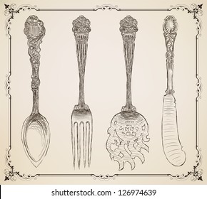 Cutlery, doodle style