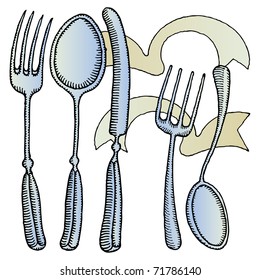 cutlery drawing colored
