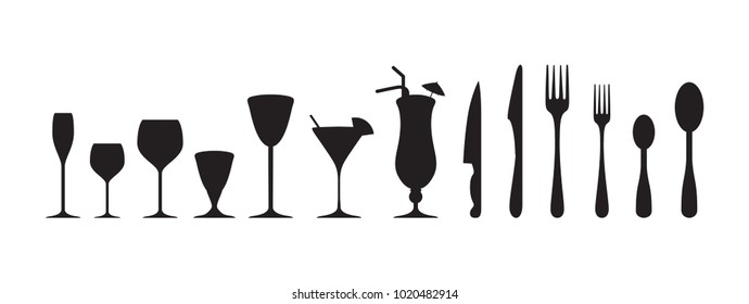 cutlery and drinking glasses