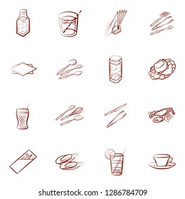 Cutlery, Drinks, Seafood and Table setting set. Background for printing, design, web. Usable as icons. Binary color.