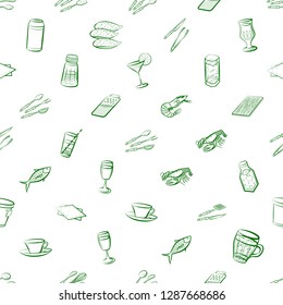 Cutlery, Drinks, Seafood and Table setting set. Background for printing, design, web. Usable as icons. Seamless. Binary color.
