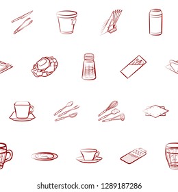 Cutlery, Drinks, Seafood and Table setting set. Background for printing, design, web. Usable as icons. Seamless. Binary color.