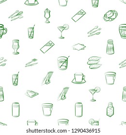 Cutlery, Drinks, Seafood and Table setting set. Background for printing, design, web. Usable as icons. Seamless. Binary color.