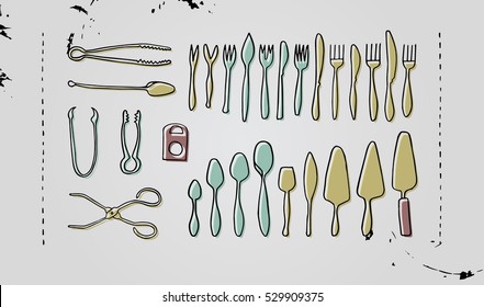 Cutlery, etiquette illustration