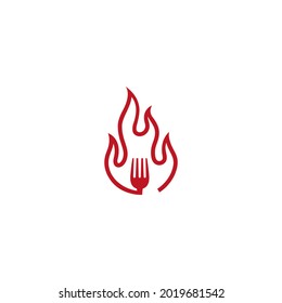 Cutlery and fire vector illustration for icons, symbols and logos. suitable for hot food and spicy food logo