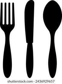 Cutlery flat icon as fork, knife and spoon as a concept of business lunch or restaurant symbol
