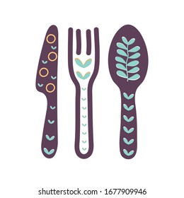 Cutlery flat style icon design, Cook kitchen Eat food restaurant home menu dinner lunch cooking and meal theme Vector illustration