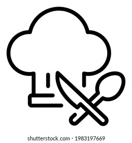 Cutlery food hat icon. Outline Cutlery food hat vector icon for web design isolated on white background