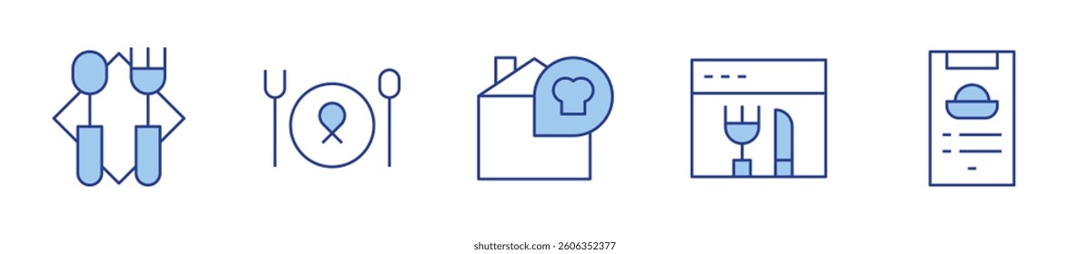 cutlery, food and restaurant, restaurant, recipe. Restaurant Icon vector illustration. Line Duotone style. Editable stroke.