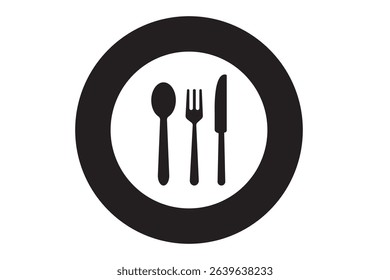 Cutlery, fork, kitchen, knife, spoon icon set . Silverware solid monochrome icon set.  eps 10