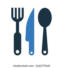 Cutlery, fork, knife icon. Simple editable vector design isolated on a white background.