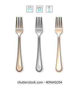 Cubertería, Fork realista aislado sobre fondo blanco.