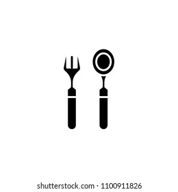 Cutlery fork and spoon black icon concept. Cutlery fork and spoon flat  vector symbol, sign, illustration.