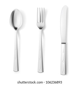 Cutlery fork spoon knife. Illustrations on white background for design