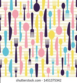 A cutlery, fork, spoon, knife pattern in hoary colors