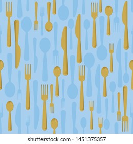 A cutlery, fork, spoon, knife pattern in hoary colors