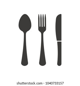 Cutlery, fork, spoon, knife, vector icon for web design in a flat style