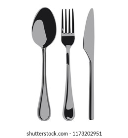 Cutlery, fork, spoon and knife, vector illustration