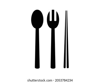 cutlery in the form of spoons, forks, and chopsticks, which are usually on the dining table