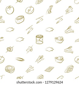 Cutlery, Fruits, Snacks and Table setting set. Background for printing, design, web. Usable as icons. Seamless. Binary color.
