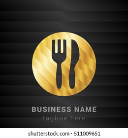 Cutlery Gold and Black silk fashion premium icon / Logo