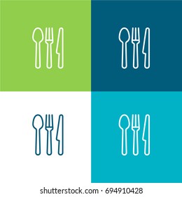 Cutlery green and blue material color minimal icon or logo design