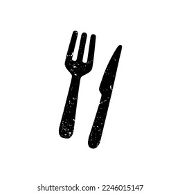 cutlery grunge black set vector