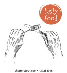 cutlery in hands