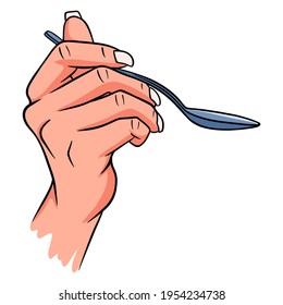 Cutlery in hands. A restaurant. Cutlery for food in hand. Cartoon style. Illustrations for design and decoration.